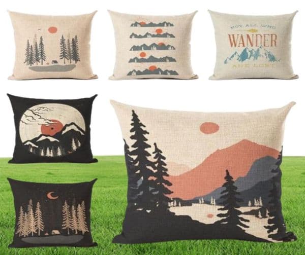 shabby chic home decor winter mountain cushion cover camp throw pillow case for sofa chair outdoor scenic pillowcase 45cm cojine7201583