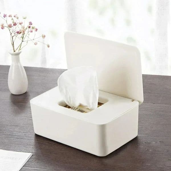 Dustproof wet tissue box with lid baby pajamas storage rack organizer dispenser for household car office paper 240829
