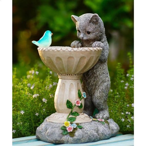 Bird Bath Sun Cat Statue Cat Outdoor Sculpture Porch - Mother/Grandmother/Womens Unique Home Atmosphere Decoration 250328