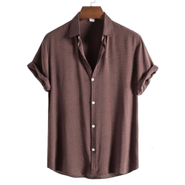 Men's Casual Shirts Top Selling Product In Summer Men's Fashion Trend Casual Solid Color Lapel Short-sleeved Shirt Camisas Para Hombre 230516