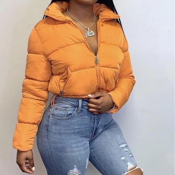 CUTENOVA autumn and winter solid down jacket womens bubble outerwear cropped oversized clothing 240823