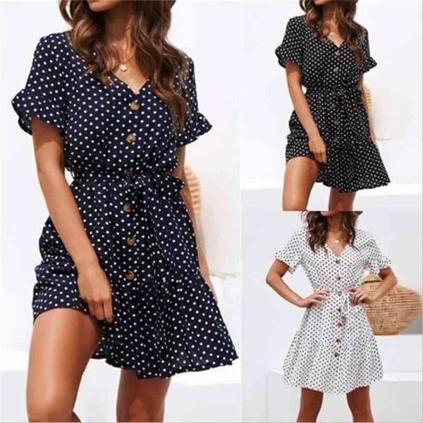 Women Leopard Print Dress Summer Ruffles Short Sleeve V Neck Evening Party Sweet Beach Dress Summer 210630