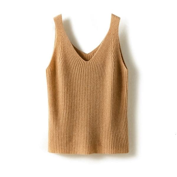 Camisoles Tanks Women's Sexy 100% Cashmere High Elastic Tank Top Crop Fashion Top O-Neck Tank Top Soft and Warm Women's Knitted Tank Top Bottom 230407
