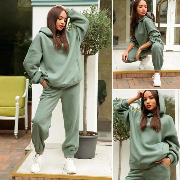 Women Tracksuit Autumn Winter Warm Hoodies Top Suits Casual Hooded Sweatshirts And Jogging Pants Outfits Sweatpants 2 Piece Sets 240801
