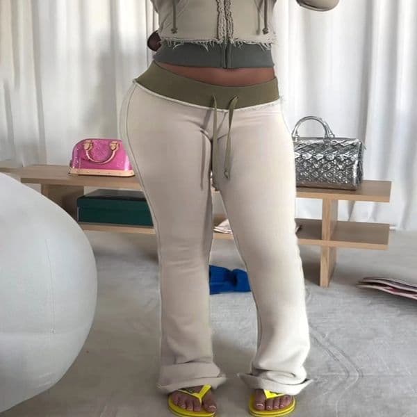 Weekeep Contrast tight long leg pants Y2k streetwear low waist jogging sports casual bandages Harajuku womens retro 240829BJ