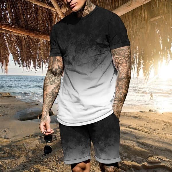 Men's Tracksuits Summer Men's T Shirt Set Simple Style 3D Printed Daily Casual Streetwear Cool Fashion Clothing Oversized Short Sleeve Tracksuit 230422