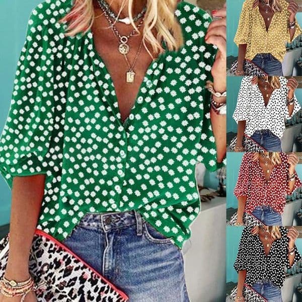Womens Blouses Shirts Casual Women Floral Print Long Sleeve Blouse Plus Size Loose Button Down Shirt Featuring flattering floral print s 230404