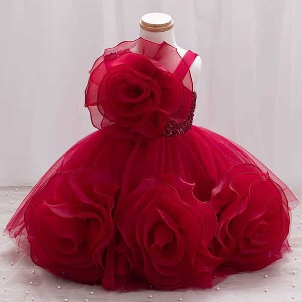 New toddler baby girl dress for one week birthday par dress for baby girl Christmas puffy skirt for girls 06 years old W250925