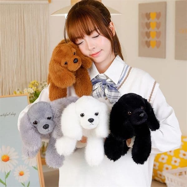 1Pc 30CM Cute Lying Dog Plush Toys Kawaii Pillow Stuffed Soft Black Puppy Dolls Lovely Dolls Birthday Gift 250219