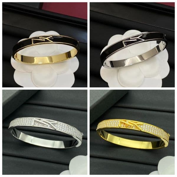 Luxury Diamond Bracelets Brass Gold-plated Bracelets Enamel Letter Design Bracelets Wedding Jewelry Gift Boxes Holiday Gifts