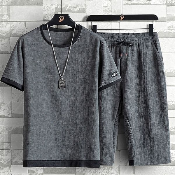 Men's Tracksuits Ice Silk Short Sleeve Men Summer Thin Korean Version of Fashion Handsome Leisure Sports Suit 230425