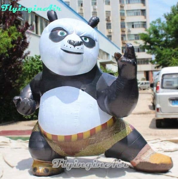 2.5m Height Movie Inflatable KungFu Panda Martial Inflatable Po Customized Cartoon Animal Mascot For Outdoor Events