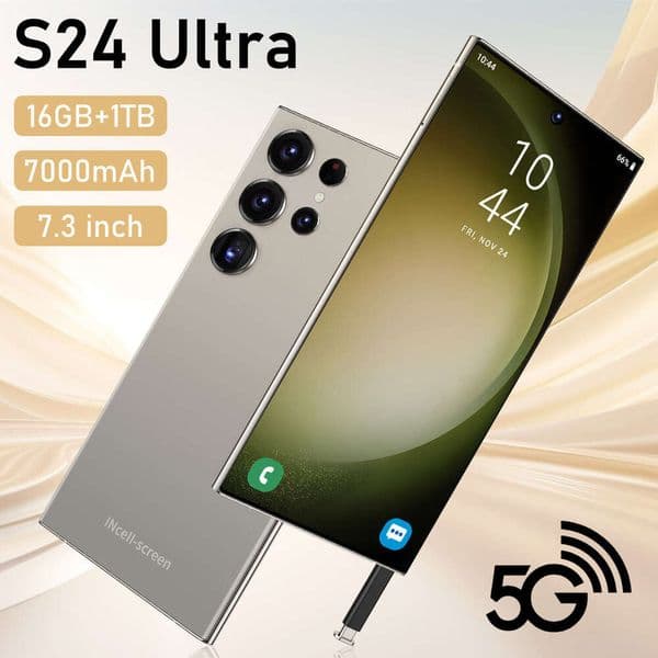 S24 Ultra Phone 5G Smartphone Face recognition Unlock 7.3inch HD Full screen video Clear display 20MP camera GPS 16GB+1TB phone