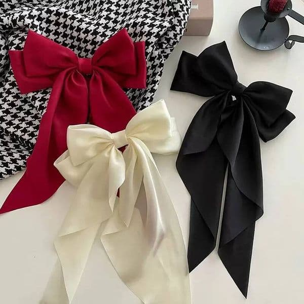 Elegant Solid Large Bow Ribbon Clip For Women Girl Sweet Headbands Soft Satin Hairpin Hairgrip Fashion Hair Accessories ddmythur