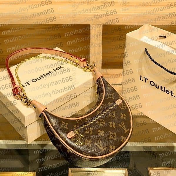 2025 top High Quality Luxury Designers Handbags Purses Bag Flower Women Tote Brand Letter Leather Shoulder Bags Crossbody Bag Brown Moon Loop Dust bag 23x7x13cm