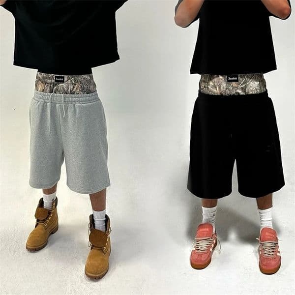 Casual bag mens womens Y2K embroidered camouflage double waist shorts Harajuku sports pants shorts streetwear 250107BJ