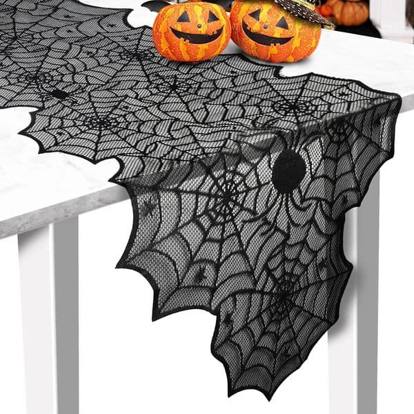 Halloween Table tablecloth Black Lace Spider Web Table Runners for Halloween DecorParty Dinner Table Decoration 45x183cm 250926
