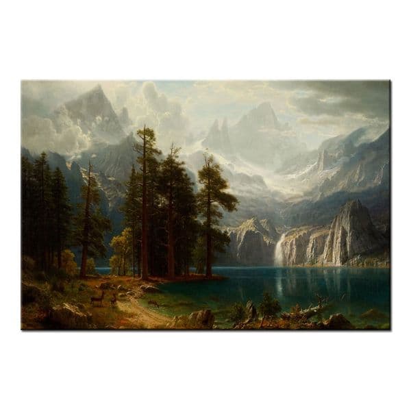 Classical Mountain Waterfall Lake Landscape Wall Art Hand painted Oil Painting Reproduction on Canvas Modern Living Room Home Decor