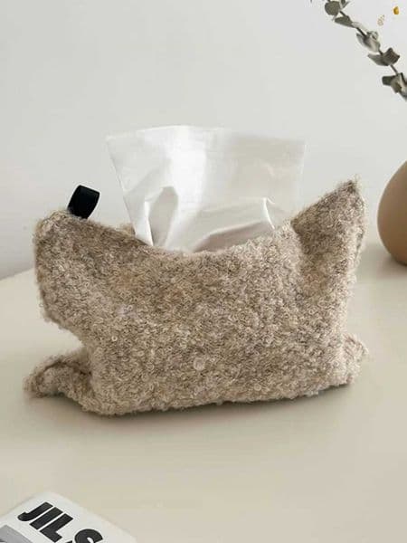 Nordic Sle Wool Knitted Tissue Box Home Decoration Car Hanging Storage Bag Pure Color Dstring Paper Towel Holder X251011