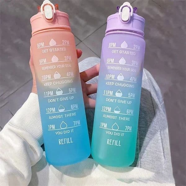 1000ml Sports Water Bottle Colorful Frosted Water Cup Large Capacity Plastic Bottles Outdoor Sport Water Bottle Drinkware 241016