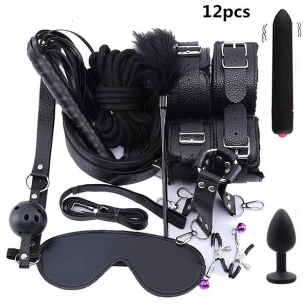 Adults Products Sex Games Bondage Set BDSM Leather Sex Toy Kits Handcuffs Sex Toys Anal Plug Tail Women Exotic Sex Accessories 240105