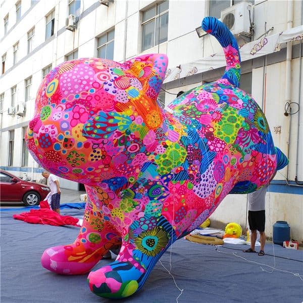 5m Length Inflatable Inflables Cat Air Sculpture For Nightclub Decoration