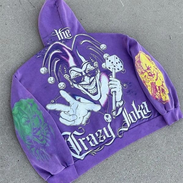 Super sized retro street clothing clown painting printed hoodie womens sports shirt Harajuku Y2k top mens clothing 250109CJ