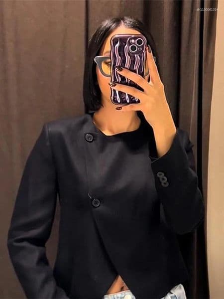 Women's Jackets Irregular Split Women Coat Full Sleeve O Neck Female Jacket 2026 Elegant Autumn Winter Double Breasted Lady Overcoat