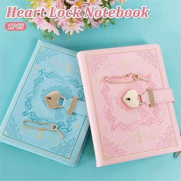 Wholesale Vintage Diary PU Leather With Heart Shaped Lock Key 288 Pages Locked Daily Writing Travel Guide Notebook Girls woman Gifts 250325 Free Shipping