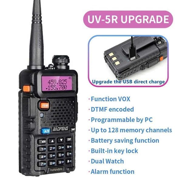1PC Baofeng High Quality UV5R Portable Handheld Walkie Talkie 128 Channels 35KM Long Range FM Radio Communication USBXJ250928