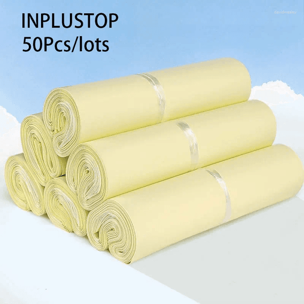Gift Wrap INPLUSTOP Poly Clothing Thicken Storage Bags 50Pcs/lots Light Yellow Shoes Boxes Pakaging Pouch Envelopes Mailing Delivery Bag