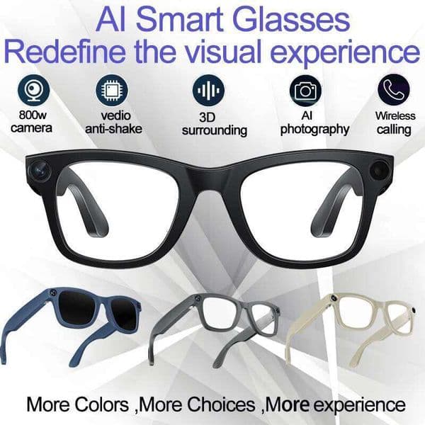 AI Men Women 800W HD Camera Video Translation Music Touch Outdoor Sports 32Gb Ultra Large Battery Smart Glasses