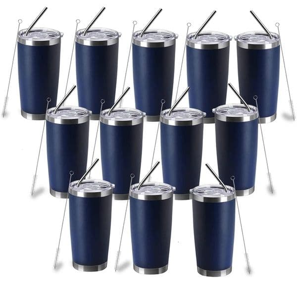 12 pieces of 20oz drum from US warehouse with lid and metal straw cup bulk vacuum insulated double wall coffee powder coated cup 241114bj