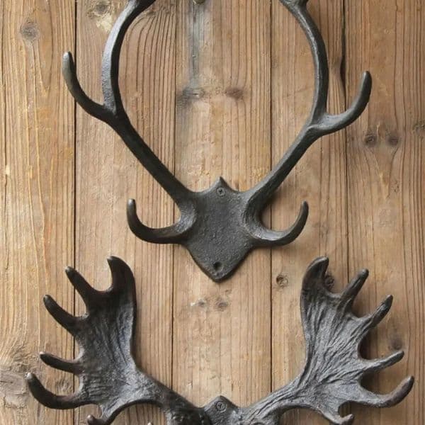 Cast iron deer antlers clothing hook villa balcony garden outdoor wall hanging decoration iron products deer head pendant 241022bj