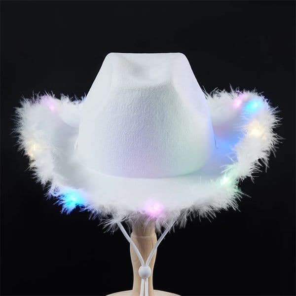 Felt Party Hats Fashion Cowboy Hat with Colorful LED Light Fun Party Disco Pink Cowgirl Hat for Women Men 250310