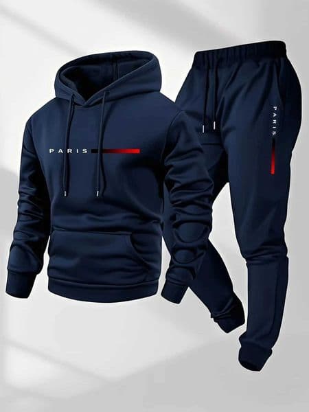PARIS Letter Print Sweatshirt Suit Mens Fleece Hoodie Pants Set Spring Autumn Winter Warm Casual Sports Pullover Trousers Sets Z250929