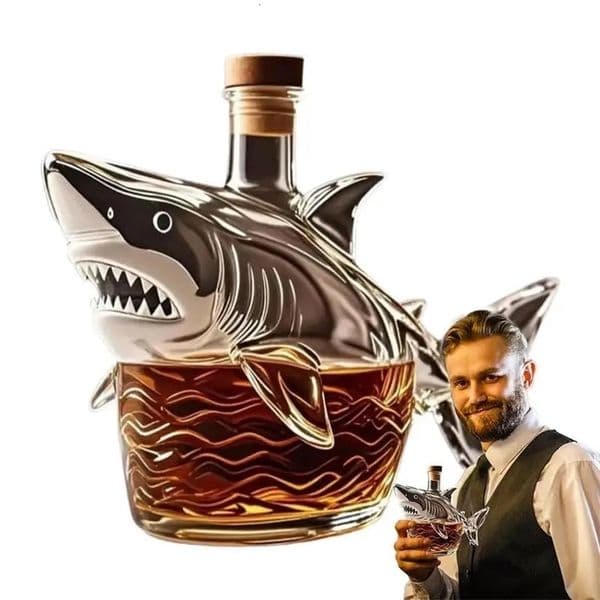Shark Whiskey Bottle 320ml Shark Alcohol Glasses Decanter Dispenser Home Decor Animal Statue Empty Liquor Bottle For Neighbor 250617