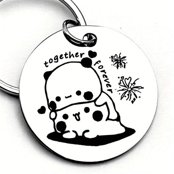 Bubu Dudu Love Bear Stainless Steel Keychain Perfect Gift for Couples Fashionable Elegant and Cute Gift 250610