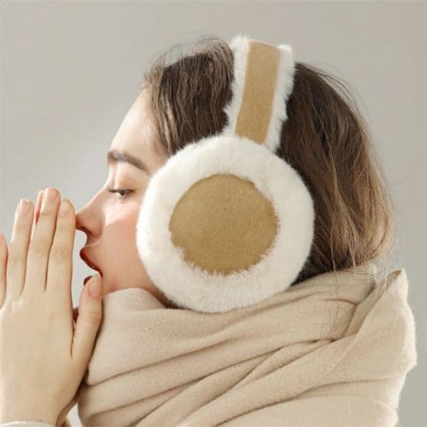 Autumn Winter Women Ear Muffs Suede Fabric Plush Fashion Soft Coldproof Earmuffs Color Blocking Delicate Cute Warm Headphones 241216
