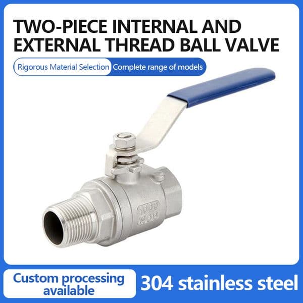 Two-Piece Internal/External Thread Ball Valve Full-Bore Internal Thread Screw-Type Stainless Steel On/Off Valve