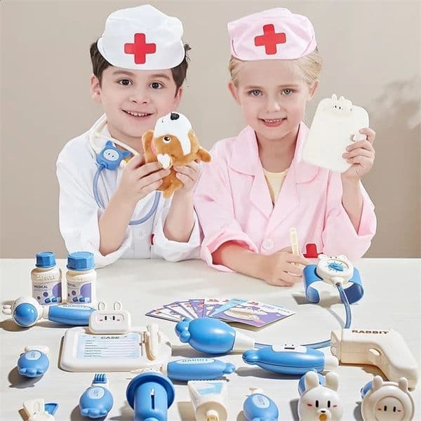 Nana Rabbit Equipment and Family Set Nurse Injection Stethoscope Childrens Indoor Interactive Play Baby Toy Gift 250520