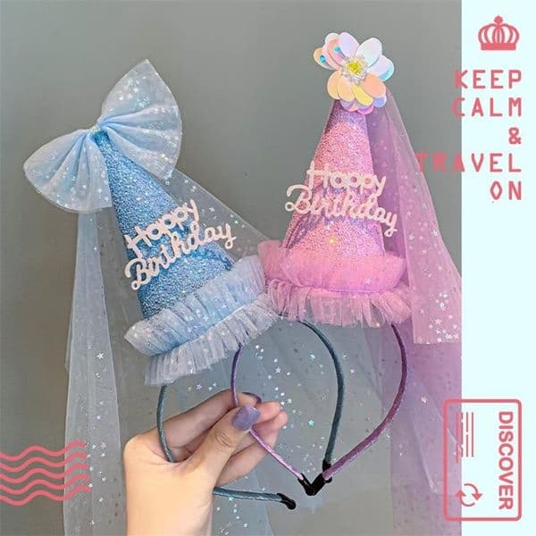 Party Hats Birthday Party Celebration Flash Birthday Hat Fairy Hair Ring 123st Birthday Party Decoration Children's and Girls' Favorite Headwear