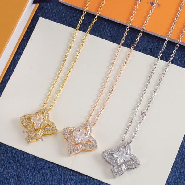With BOX Designer Necklaces Diamond Flower Fashion Choker Chains Gold Moissanite Colorful Necklace Royal Party Designer Jewelry