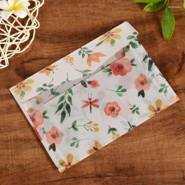 Gift Wrap 10pcs Sheer Beauty 12.5 By 17.5 Centimeter Translucent Sulfuric Acid Paper Envelopes Adorned With Stunning Colorful Patterns