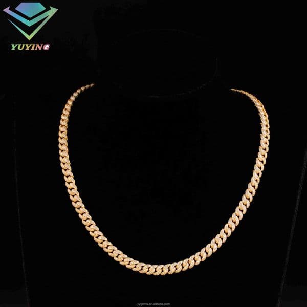New Arrival Necklace and Bracelet 6mm Wide D Color VVS Moissanite Gold Plated S925 Sterling Silver Cuban Lidynamic Chain for Mens
