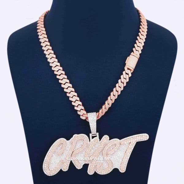 18 mm Iced Out Mens Cuban Chain with Stylish Customized Trendized Trend Pendant Hip Hop 925 Silver Labgrown Diamond Jewelry Set