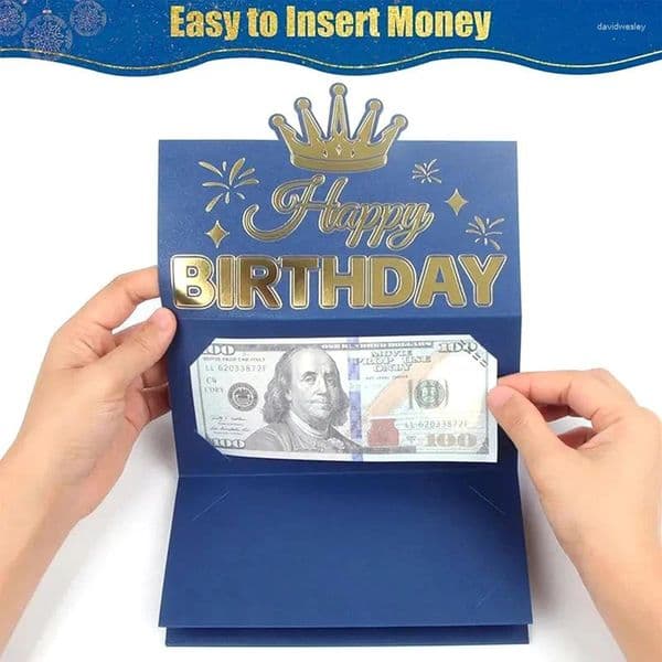 Gift Wrap Folding Cash Holder Greeting Envelope; Birthday Theme Money Box For Kids And Teens