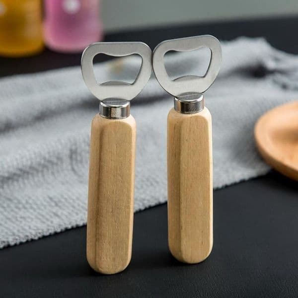 Engraved Keychain Bottle Opener: 50-Piece Set of Personalized Wooden Beer Openers with Custom Date Printing for Wedding Favors and Party Giveaways