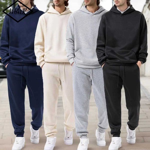 Mens Autumn and Winter Solid Color Hoodiejogging Pants Twopiece Set Fashionable Outdoor Casual Sportswear Mens Tracksuit Z250929