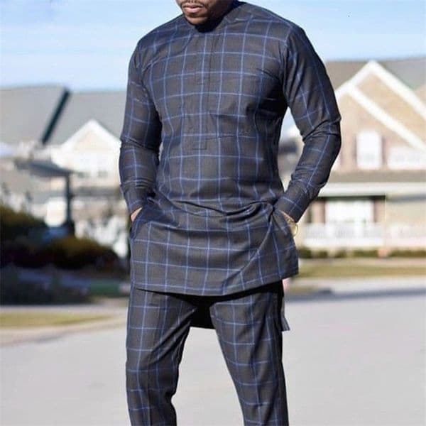 Mens Tracksuits African Clothing For Man Dashiki Style Plaid Shirts and Pants 2 Piece Casual Suits Kaftan Wear Men M4XL 230223wtt